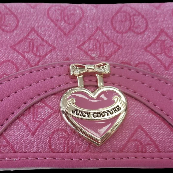 Juicy Couture Pink Heart Charm Wallet Small Cards And Money Organazer Logo Case - Picture 2 of 13